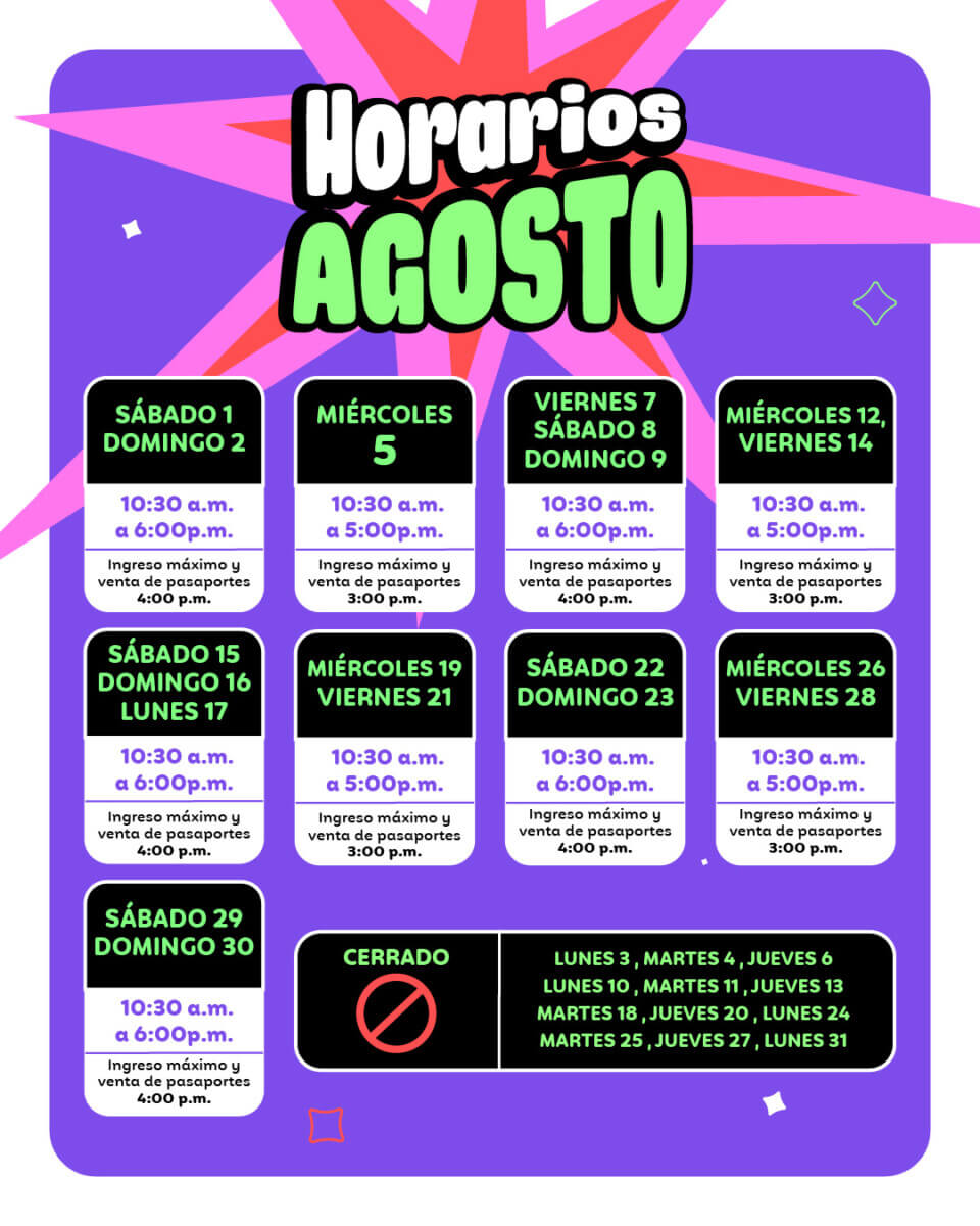 horarios agosto 2026 Salitre Mágico